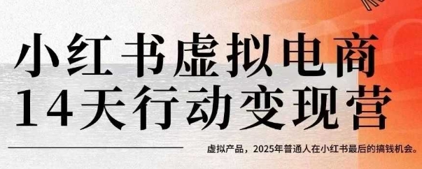 小红书虚拟电商14天变现训练营，虚拟产品，2025年普通人在小红书最后的搞钱机会_抖汇吧