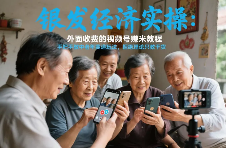 银发经济实操:外面收费的视频号賺米教程,手把手教中老年赛道玩法,拒绝理论只教干货_抖汇吧