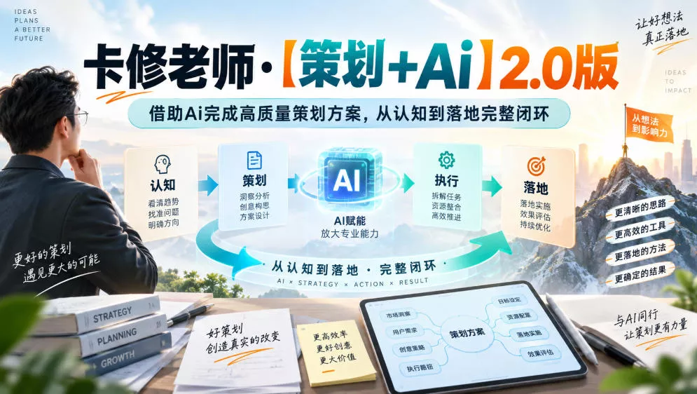 卡修老师·【策划+Ai】2.0版借助Ai完成高质量策划方案，从认知到落地完整闭环_抖汇吧