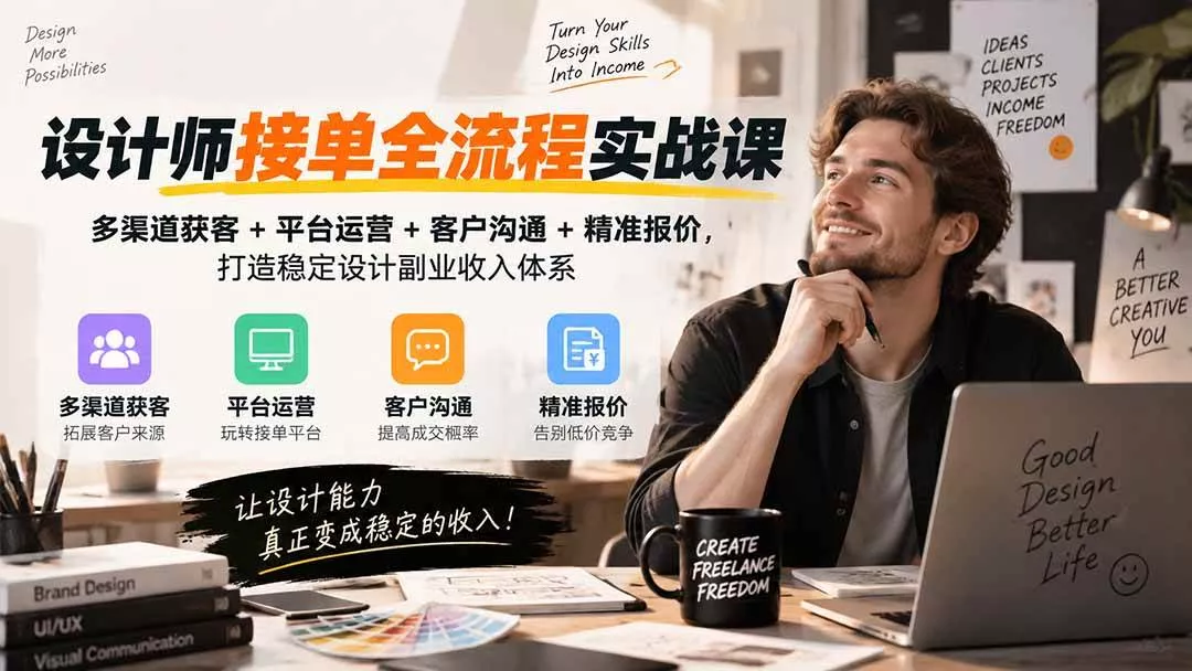 (20563期)设计师接单全流程实战课-无水印|多渠道获客+平台运营+客户沟通+精准报价,打造稳定设计副业收入体系 (20563期)设计师接单全流程实战课-无水印|多渠道获客+平台运营+客户沟通+精准报价,打造稳定设计副业收入体系