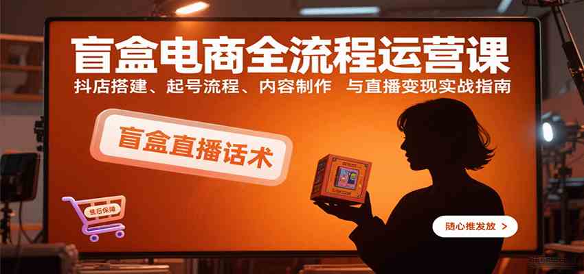 盲盒电商全流程运营课：抖店搭建、起号流程、内容制作与直播变现实战指南_抖汇吧