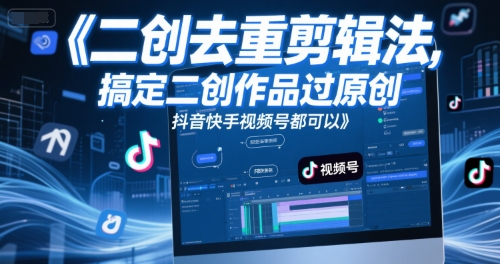 短视频二创去重剪辑法，搞定二创作品过原创，抖音快手视频号都可以_抖汇吧