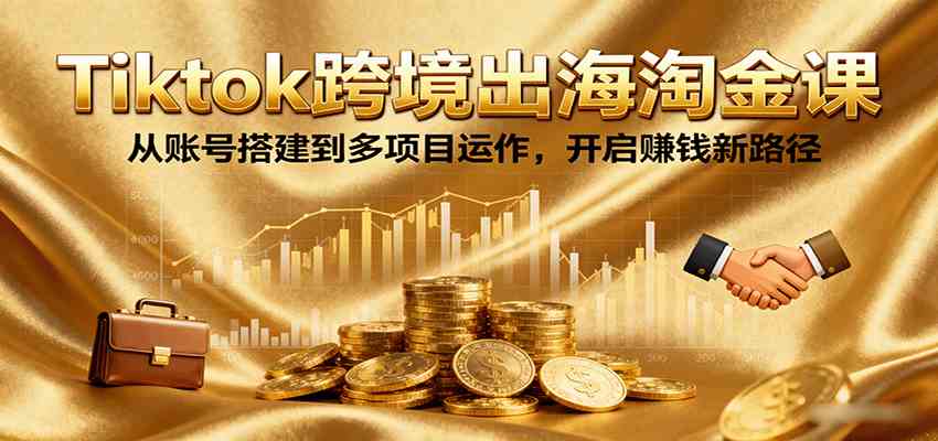 Tiktok跨境出海淘金课，从账号搭建到多项目运作，开启赚钱新路径_抖汇吧