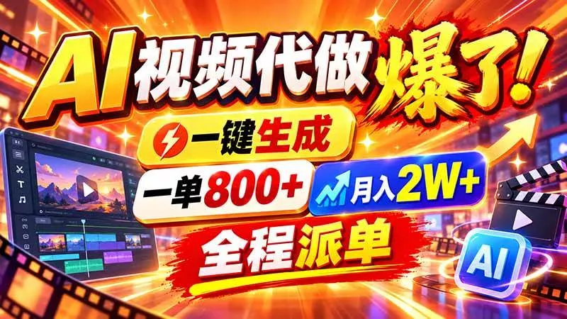 （21114期）2026年底新赛道，AI视频代做一单800+，小白可做，告别打工_抖汇吧