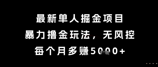 最新单人掘金项目，暴力撸金玩法，无风控，每个月多挣5k+【揭秘】_抖汇吧
