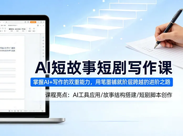 AI短故事短剧写作课，掌握AI+写作的双重能力，用笔墨铺就阶层跨越的进阶之路_抖汇吧