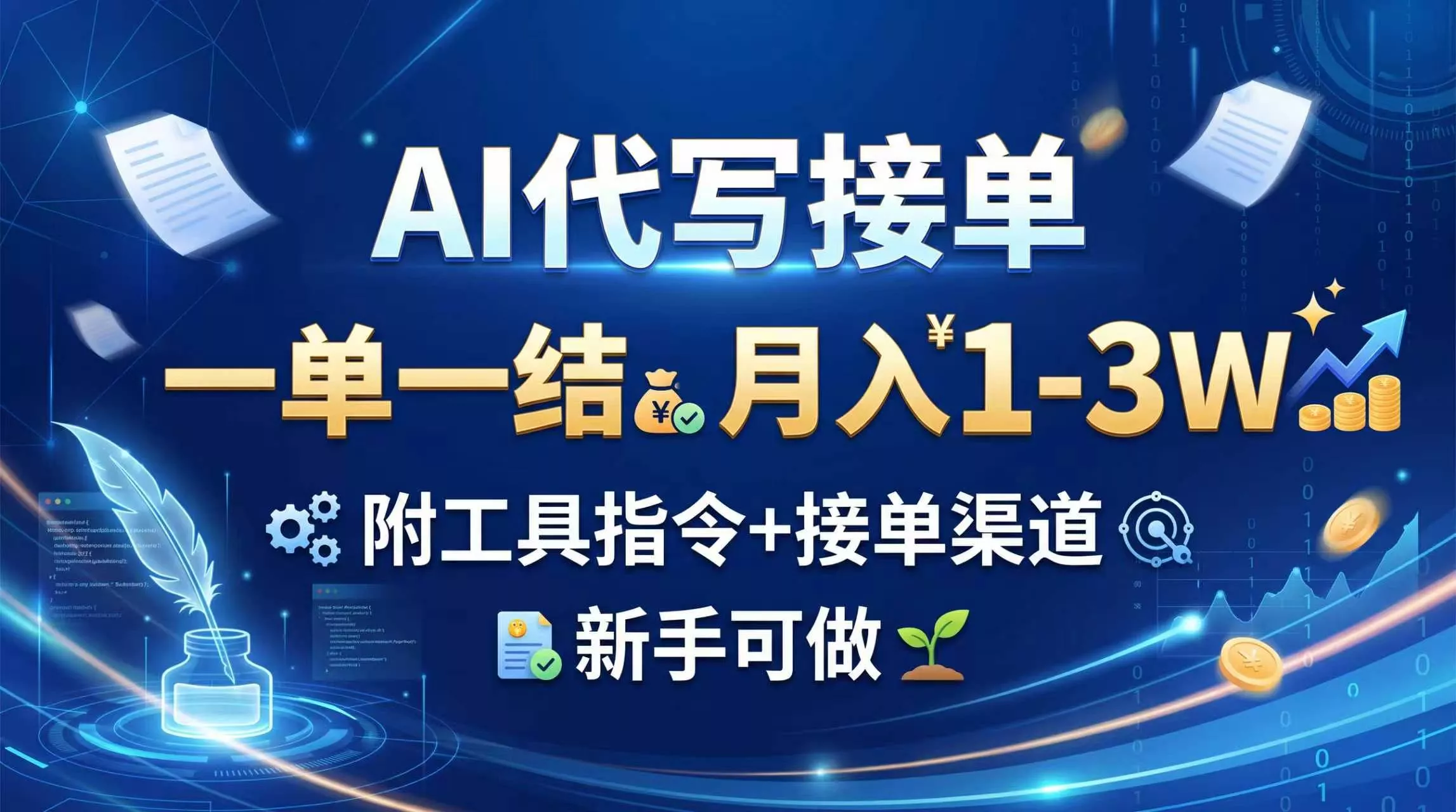 （20343期）AI代写接单，一单一结，月入1-3W，附工具指令+接单渠道，新手可做_抖汇吧