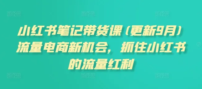 小红书笔记带货课,流量电商新机会,抓住小红书的流量红利(更新26年2月)_抖汇吧