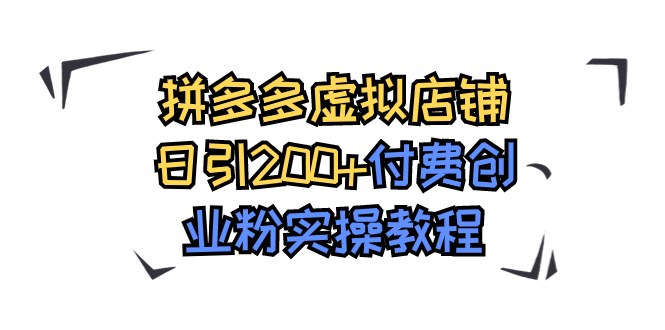 拼多多虚拟店铺日引200+付费创业粉实操教程_抖汇吧