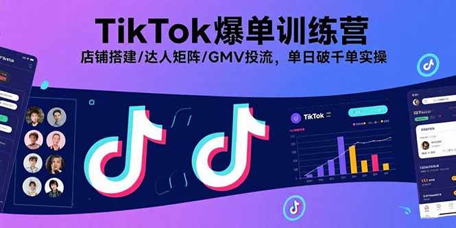 （15920期）TikTok爆单训练营，店铺搭建/达人矩阵/GMV投流，单日破千单实操_抖汇吧
