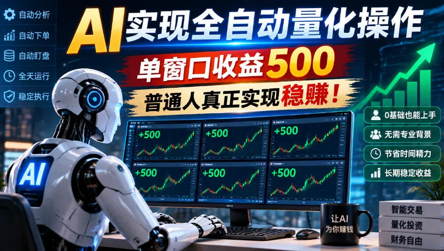 AI实现全自动量化操作，单窗口收益500，普通人真正实现稳賺！【揭秘】_抖汇吧