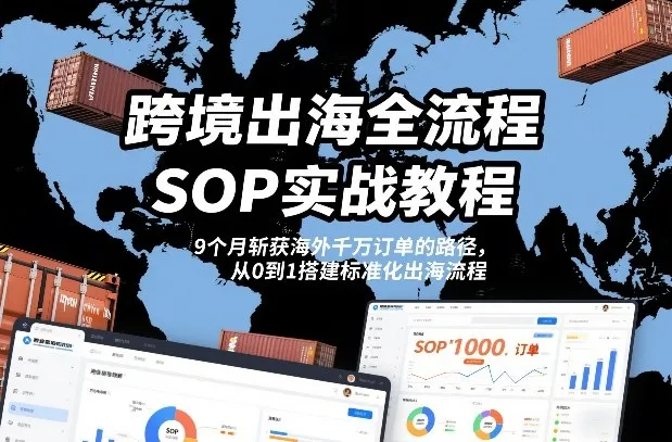 跨境出海全流程全盘托出SOP实战教程，9个月斩获海外千万订单的路径，从0到1搭建标准化出海流程_抖汇吧
