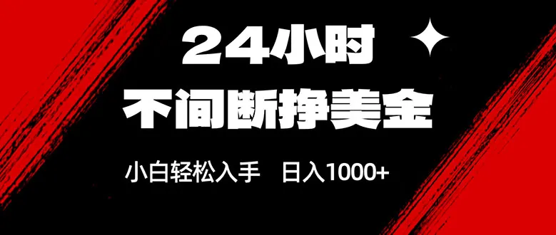 24小时不间断挣美金，小白轻松上手，日入1000+_抖汇吧
