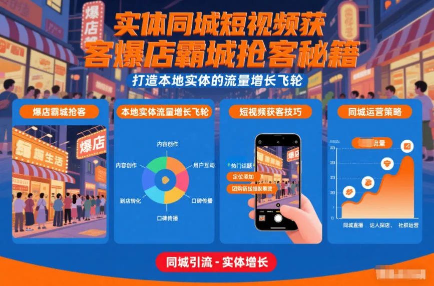 实体同城短视频获客爆店霸城抢客秘籍，打造本地实体的流量增长飞轮_抖汇吧