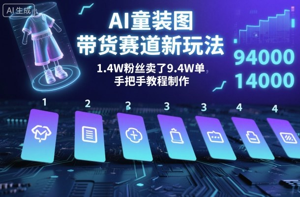 AI童装图文带货赛道新玩法，1.4W粉丝卖了9.4W单，手把手教程制作_抖汇吧