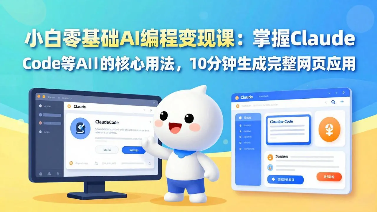 小白零基础AI编程变现课：掌握Claude Code等AI工具的核心用法，10分钟生成完整网页应用_抖汇吧