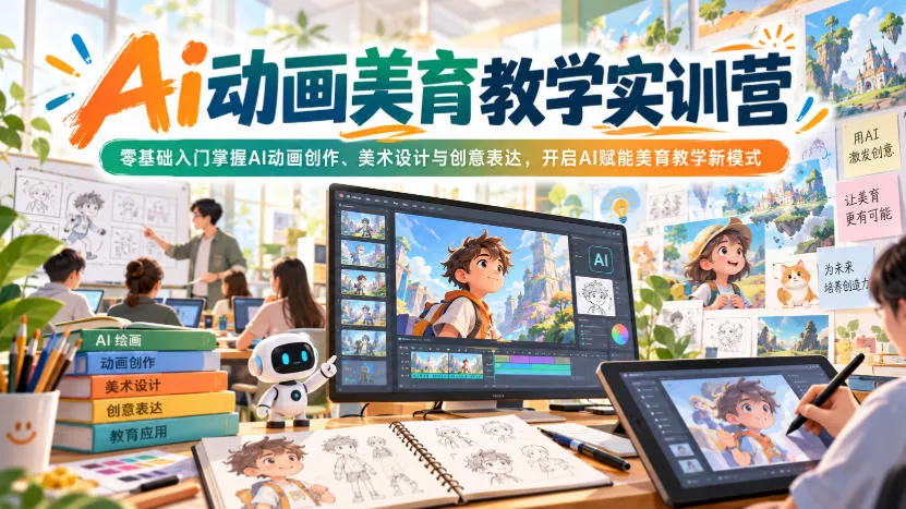 Ai动画美育教学实训营,零基础入门掌握AI动画创作、美术设计与创意表达,开启AI赋能美育教学新模式 Ai动画美育教学实训营,零基础入门掌握AI动画创作、美术设计与创意表达,开启AI赋能美育教学新模式