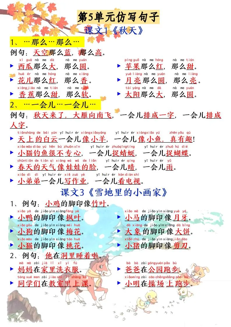 新一上语文必考必背仿写句子(含仿写练习10页)_抖汇吧