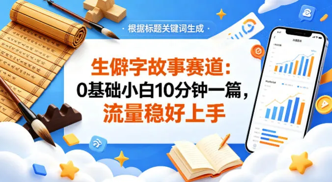 公众号流量主——生僻字故事赛道，流量稳，好上手，0基础小白也能10分钟一篇_抖汇吧