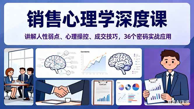 （16456期）销售心理学深度课，讲解人性弱点、心理操控、成交技巧，36个密码实战应用_抖汇吧