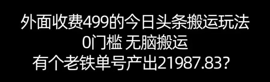 【168网创11期】单号产出21987.83？0门槛无脑搬运，外面收费499的今日头条搬运玩法！_抖汇吧