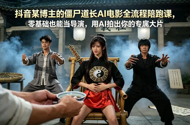 抖音某博主的僵尸道长AI电影全流程陪跑课，零基础也能当导演，用AI拍出你的专属大片_抖汇吧