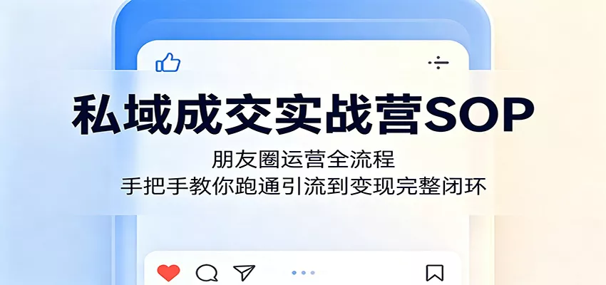 私域成交实战营SOP：朋友圈运营全流程，手把手教你跑通引流到变现完整闭环_抖汇吧