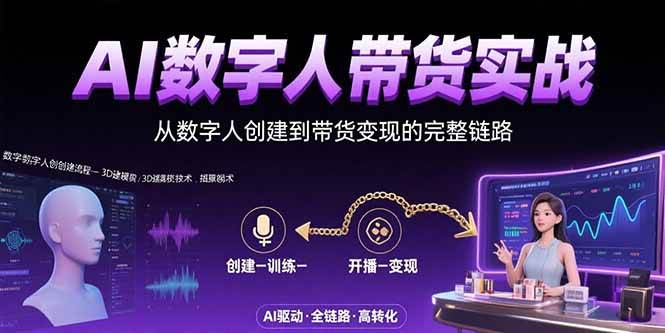 （15548期）AI数字人+带货实战：从数字人创建到带货变现的完整链路_抖汇吧