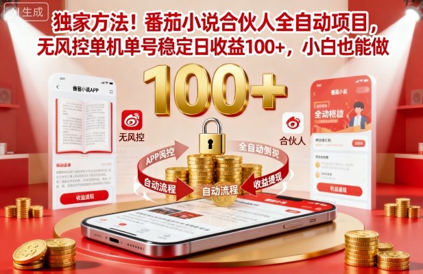 独家方法！番茄小说合伙人全自动挂G项目，无风控单机单号稳定日收益100+，小白也能做【揭秘】_抖汇吧