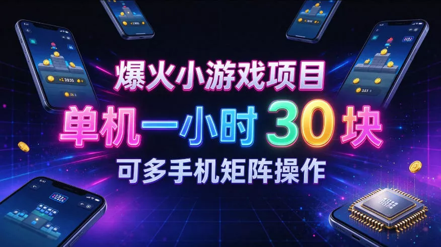 爆火小游戏撸金项目，实测单机一小时30+，可多手机矩阵操作，新手看完一遍就能上手【揭秘】_抖汇吧
