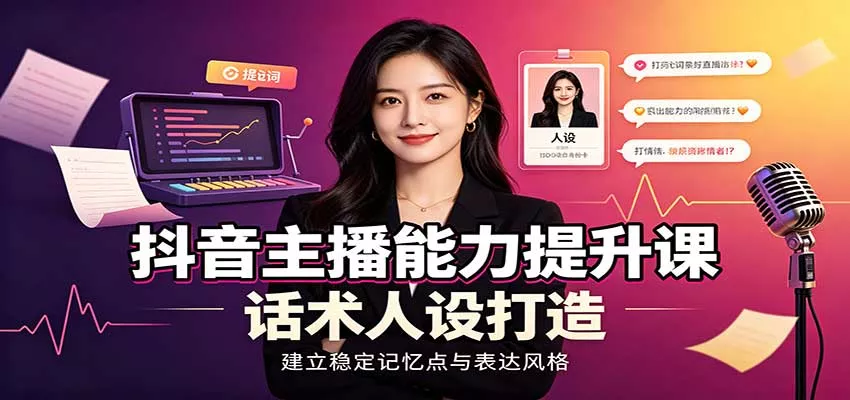 抖音主播能力提升课：账号底层逻辑，直播间搭建调试，话术人设打造全套教学_抖汇吧