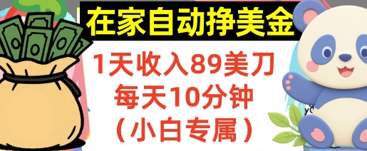 在家自动挣美金，1天收入89刀，每天10分钟，小白专属，长期的被动收入_抖汇吧