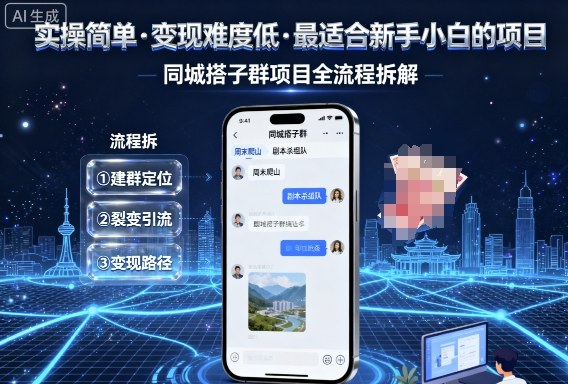 实操简单，变现难度低，最适合新手小白做的项目，每天轻松收入3张，同城搭子群项目全流程拆解_抖汇吧
