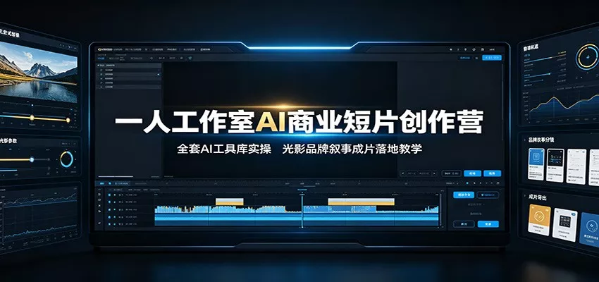 一人工作室AI商业短片创作营：全套AI工具库实操，光影品牌叙事成片落地教学_抖汇吧