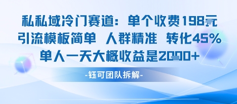 私域冷门赛道单个收费198米引流模板简单人群精准 45%的转化率单人一天大概收益多张_抖汇吧