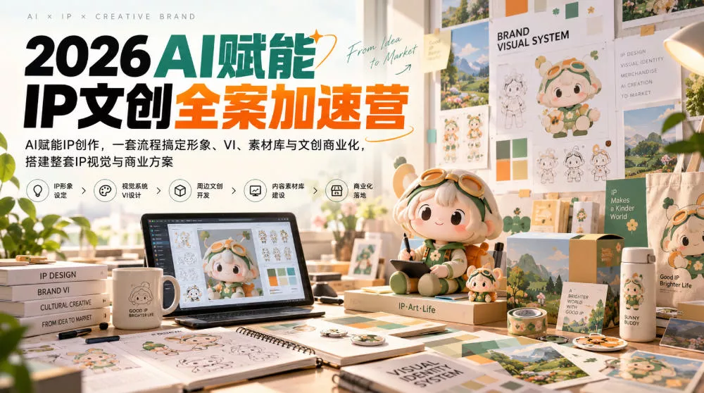 2026AI赋能ip文创全案加速营，AI赋能IP创作，一套流程搞定形象、VI、素材库与文创商业化，搭建整套IP视觉与商业方案_抖汇吧