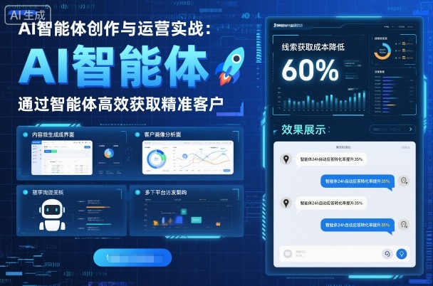 AI智能体创作与运营实战，实体门店通过智能体高效获取精准客户_抖汇吧