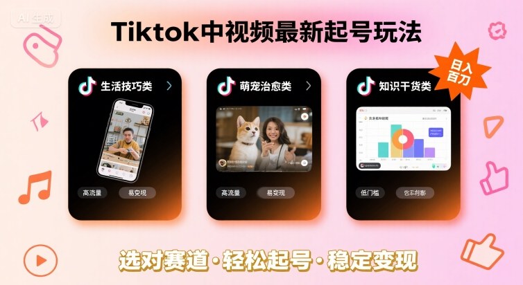 Tiktok中视频最新起号玩法，想要日入百刀，做好这几个赛道就可以了_抖汇吧