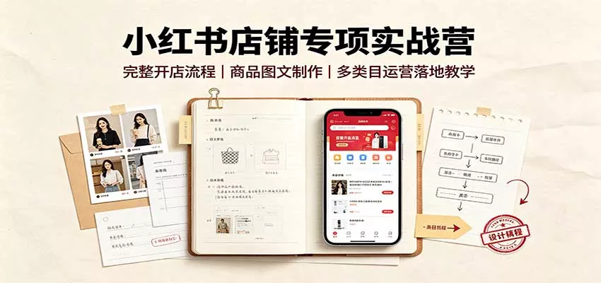 小红书店铺专项实战营：完整开店流程，商品图文制作，多类目运营落地教学_抖汇吧