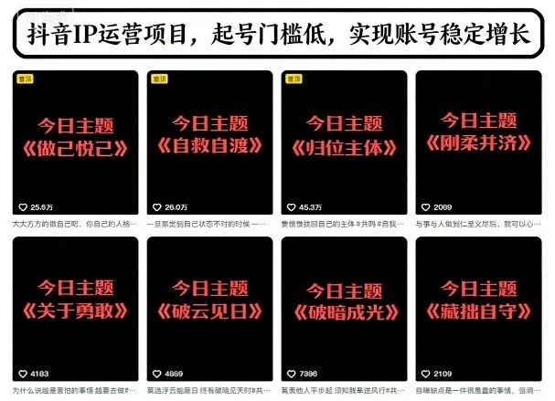 抖音IP运营项目,抖音今日主题玩法,起号门槛低,实现账号稳定增长_抖汇吧