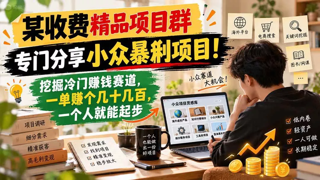 (21185期)某收费精品项目群,专门分享小众暴俐项目!挖掘冷门赚钱赛道,一单赚个几十几百,一个人就能起步 (21185期)某收费精品项目群,专门分享小众暴俐项目!挖掘冷门赚钱赛道,一单赚个几十几百,一个人就能起步