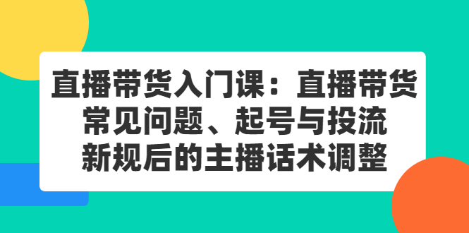 直播带货入门课：直播带货常见问题、起号与投流、新规后的主播话术调整_抖汇吧