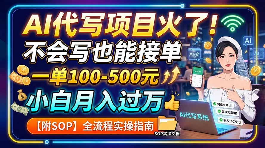 AI代写项目火了！不会写也能接单，一单100-500元，小白月入过万【附SOP】_抖汇吧