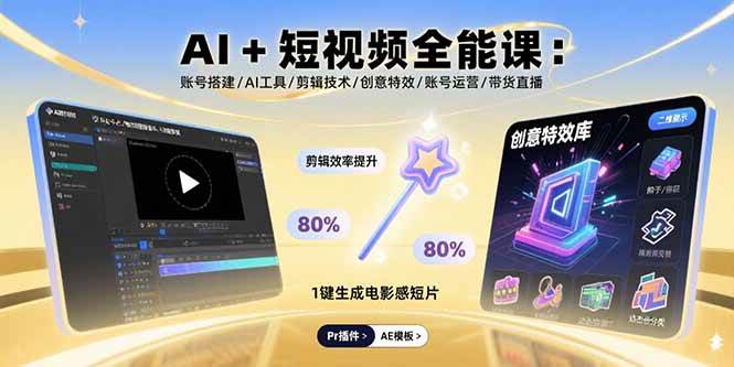 （15862期）AI+短视频全能课：账号搭建/AI工具/剪辑技术/创意特效/账号运营/带货直播_抖汇吧