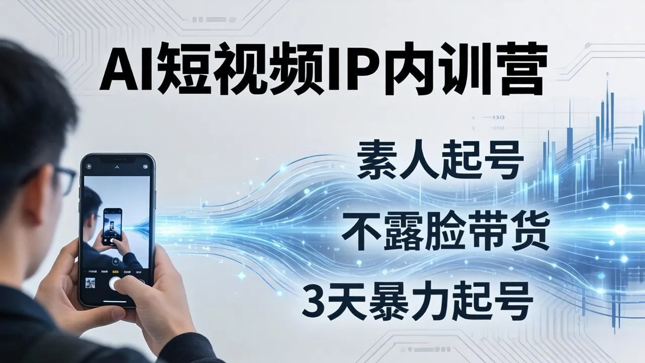 2026AI短视频IP内训营：从素人起号到不露脸带货，3天暴力起号全流程拆解_抖汇吧