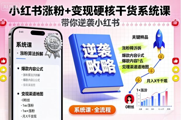小红书涨粉+变现硬核干货系统课，带你逆袭小红书_抖汇吧