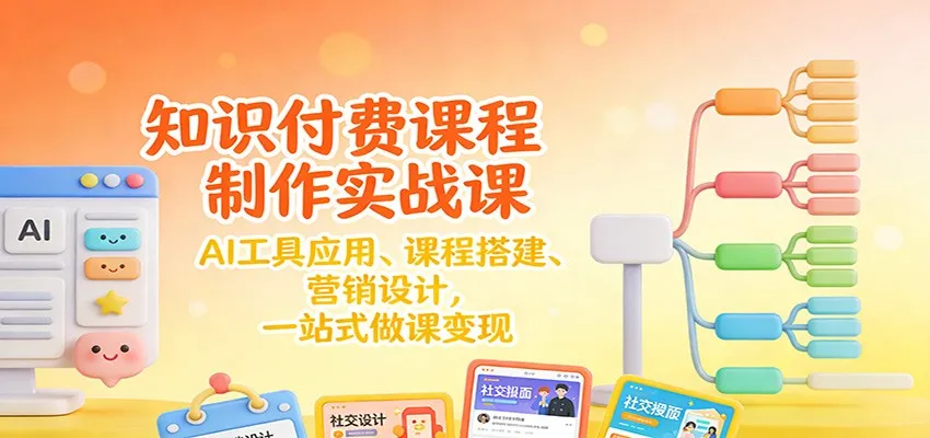 知识付费课程制作实战课：AI工具应用 、课程搭建、营销设计，一站式做课变现_抖汇吧
