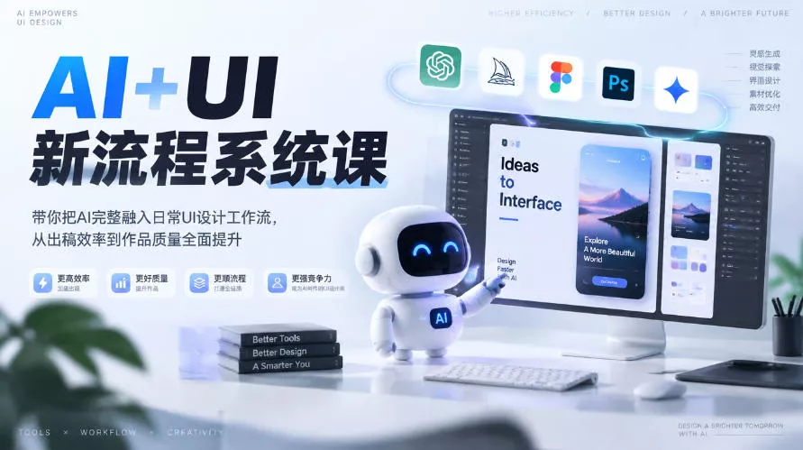 【无水印】AI+UI新流程系统课,带你把AI完整融入日常UI设计工作流,从出稿效率到作品质量全面提升(2026第4期) 【无水印】AI+UI新流程系统课,带你把AI完整融入日常UI设计工作流,从出稿效率到作品质量全面提升(2026第4期)