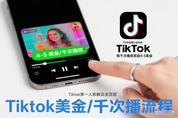 TK中视频计划项目，Tiktok第一人称解说流程，每干次播放奖励4-5美金_抖汇吧