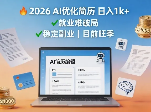 2026用AI优化简历日入1k+就业难，目前旺季，稳定副业_抖汇吧